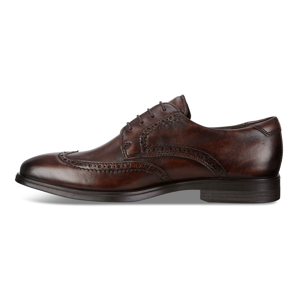 Mens Dress Shoes - ECCO Melbourne Wingtip Tie - Brown - 7432OZEKW